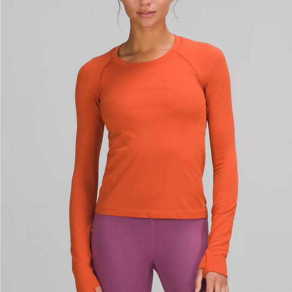 lululemon athletica Vibrant Orange Long Sleeve Tee